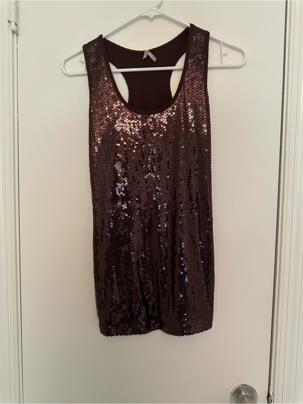 Max Rave Brown Sequin Tank Top